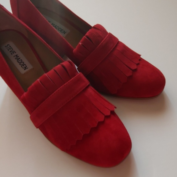 SOLDSteve Madden Kate Red Suede Kiltie Loafer NWOT - Picture 5 of 5